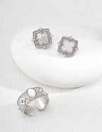 925 sterling silver stud earrings worn on model