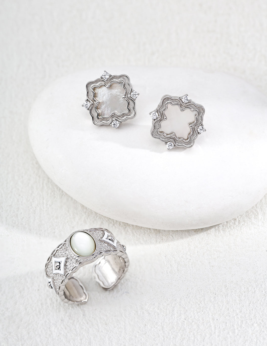 925 sterling silver stud earrings worn on model