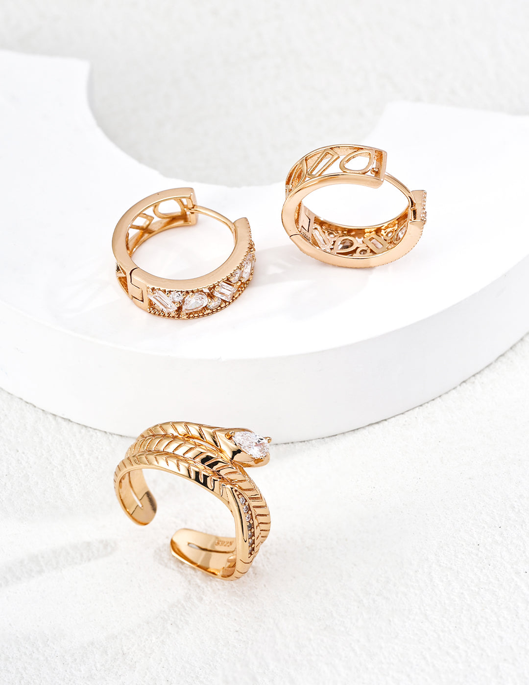 925 sterling silver hoop earrings worn on model