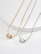 Close-up of 925 sterling silver pendant necklace