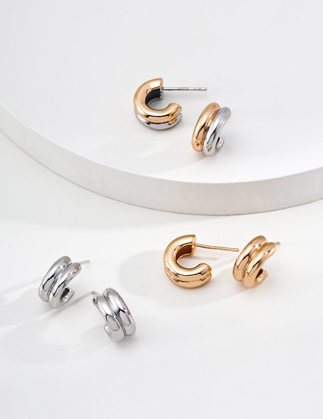 925 sterling silver stud earrings, front view