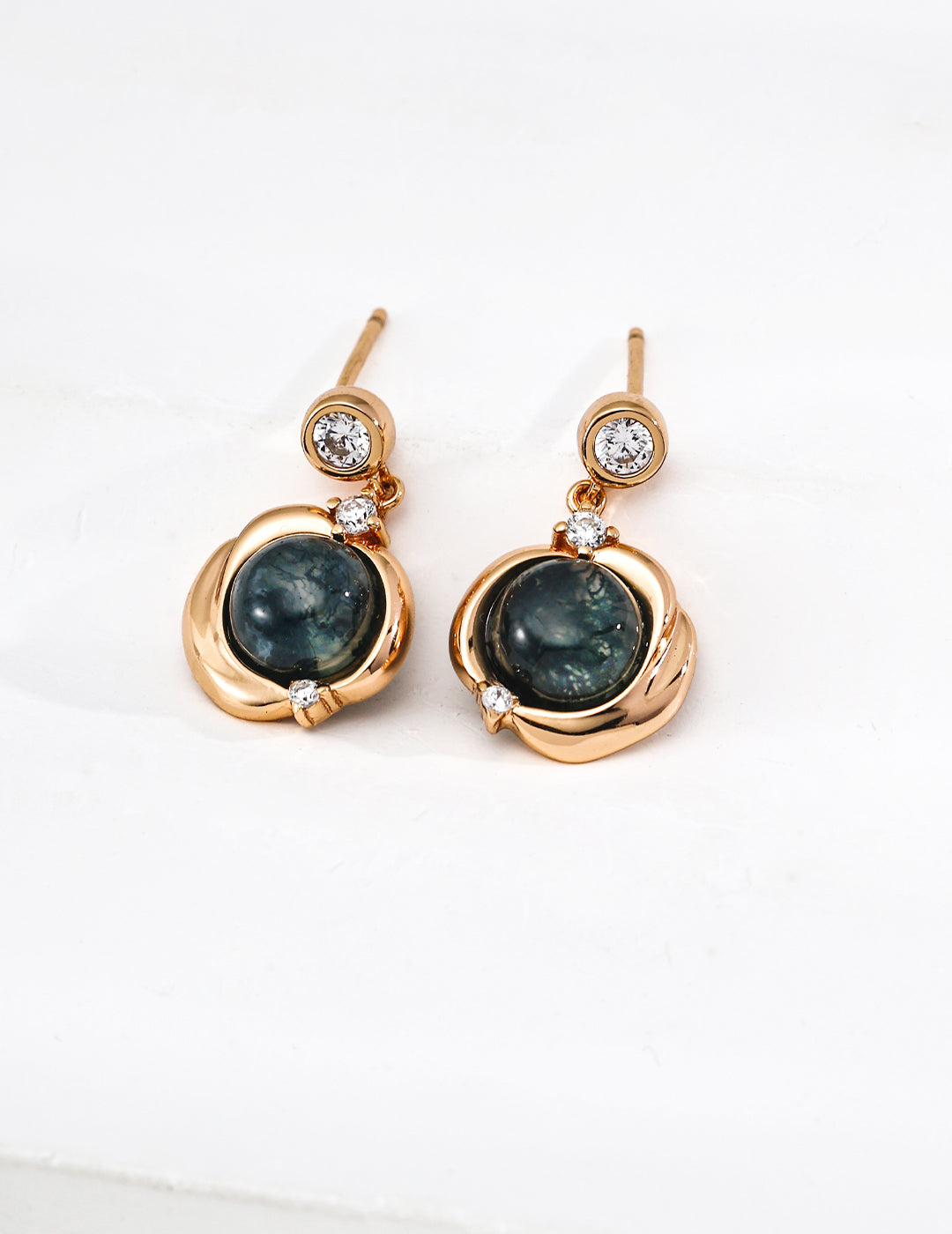 925 sterling silver drop earrings in green
