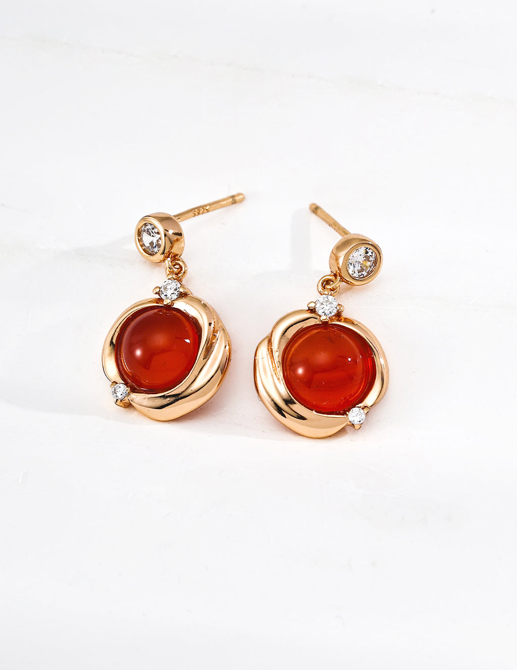 925 sterling silver drop earrings in red