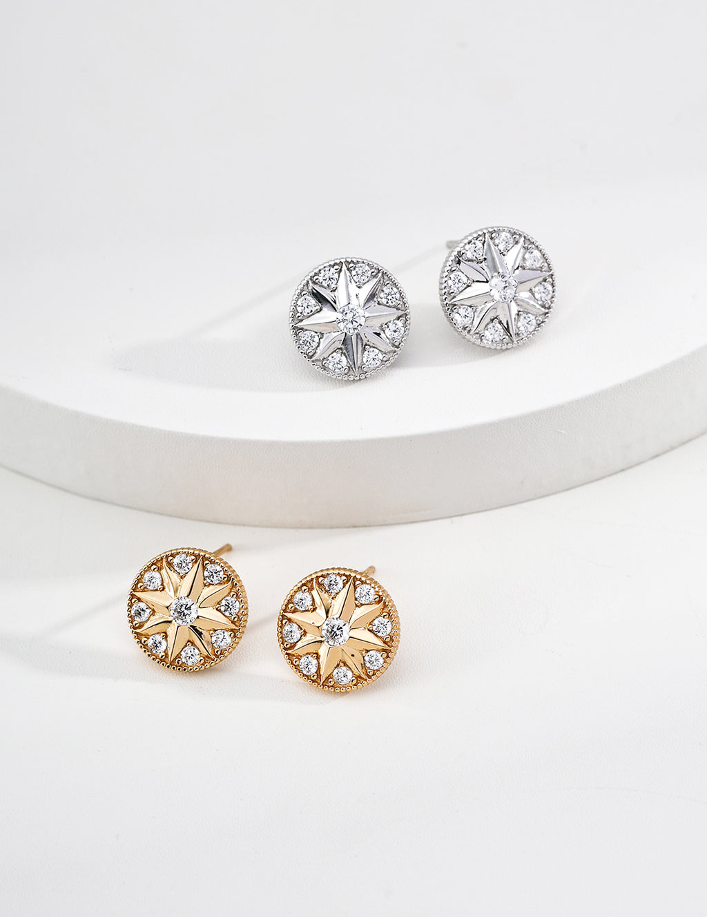 925 sterling silver stud earrings, front view