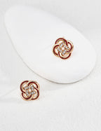 925 sterling silver floral enamel CZ stud earrings, 1.3 cm