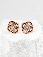 925 sterling silver floral enamel stud earrings with cubic zirconia, front view