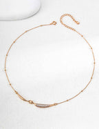 925 sterling silver cubic zirconia curved bar necklace, silver tone version