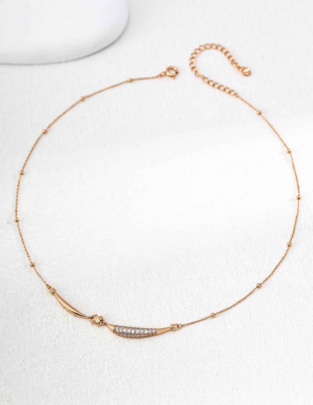 925 sterling silver cubic zirconia curved bar necklace, silver tone version