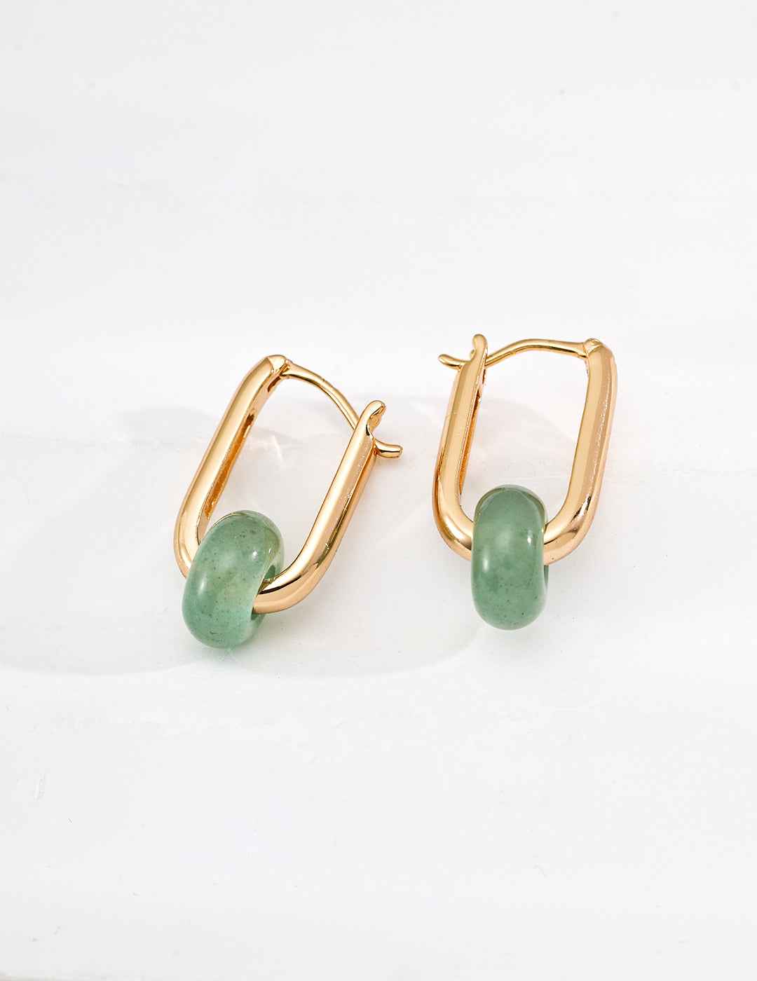 925 sterling silver drop earrings, aventurine variant, gold-tone frame, approx. 2.3 cm