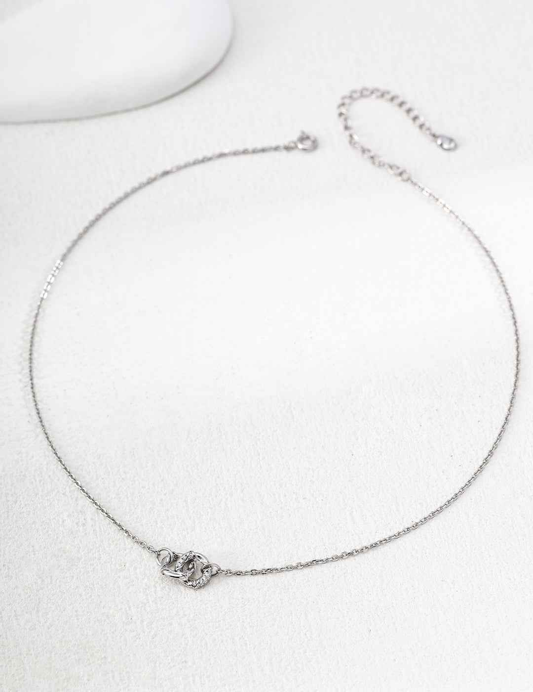 925 sterling silver cubic zirconia knot pendant necklace, silver tone version