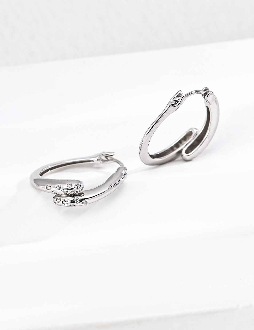 925 sterling silver CZ hoop earrings, silver tone version