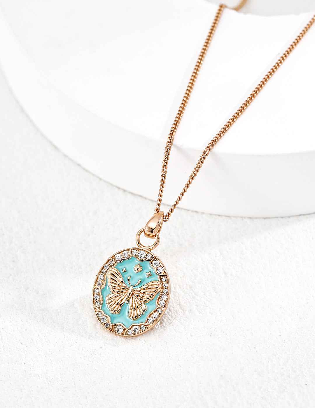 Close-up of 925 sterling silver pendant necklace