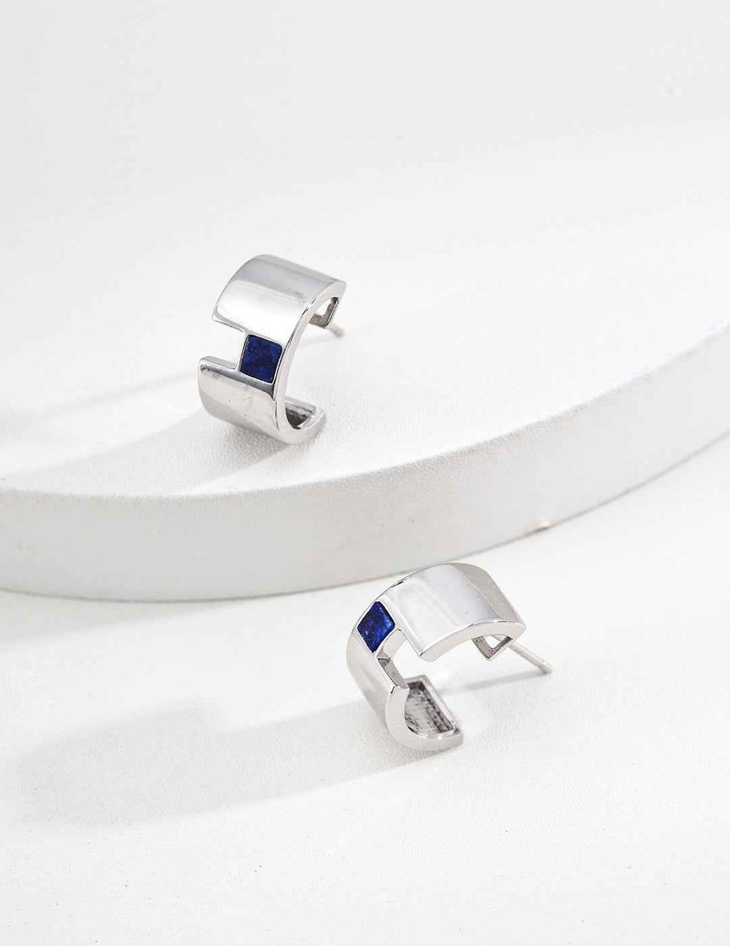 925 sterling silver hoop earrings in lapis lazuli