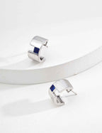 925 sterling silver hoop earrings in lapis lazuli