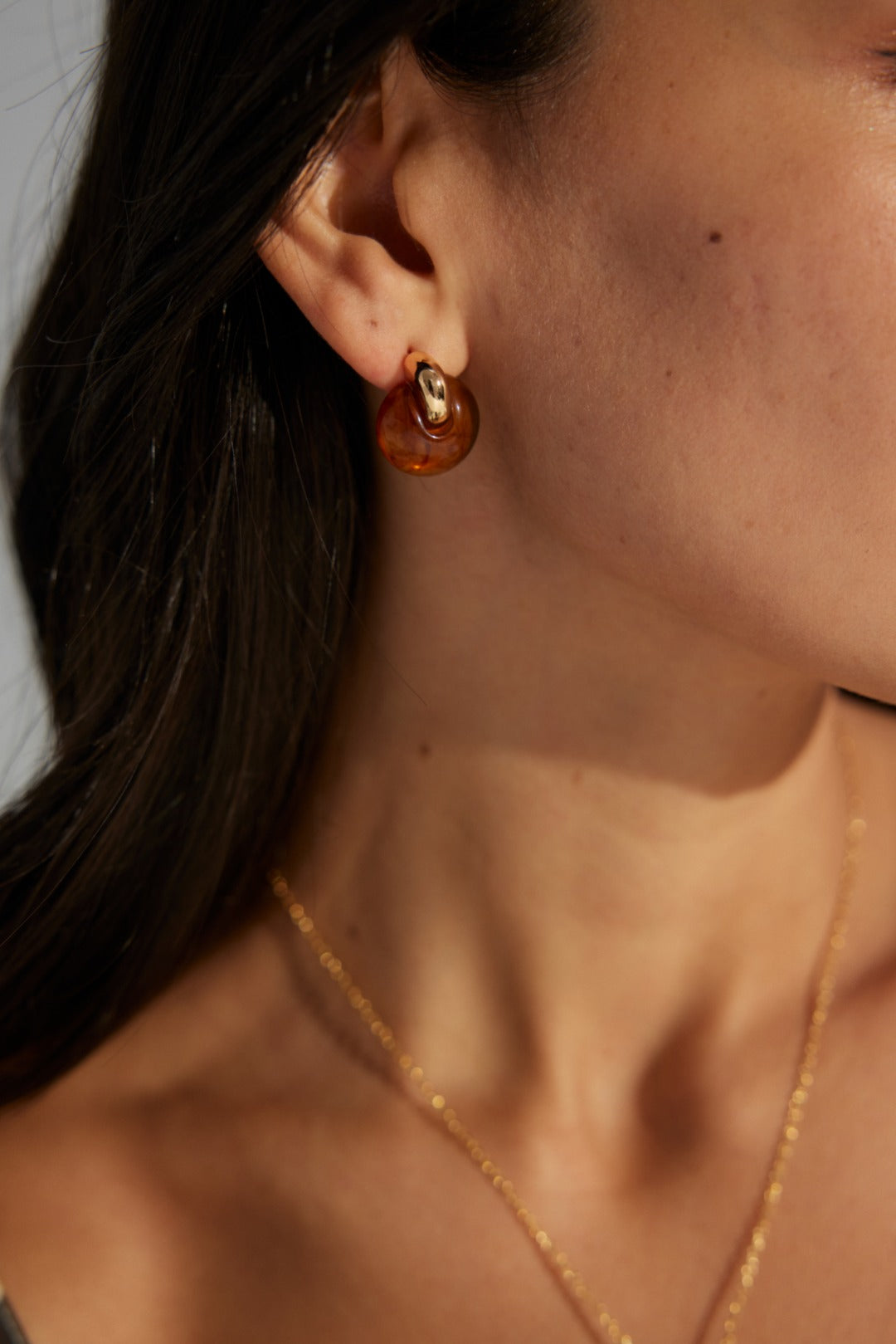 925 Sterling Silver Amber-Inspired Resin Hoop Earrings