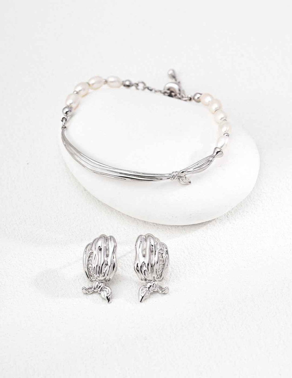 Close-up of 925 sterling silver earrings