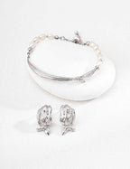 Close-up of 925 sterling silver earrings