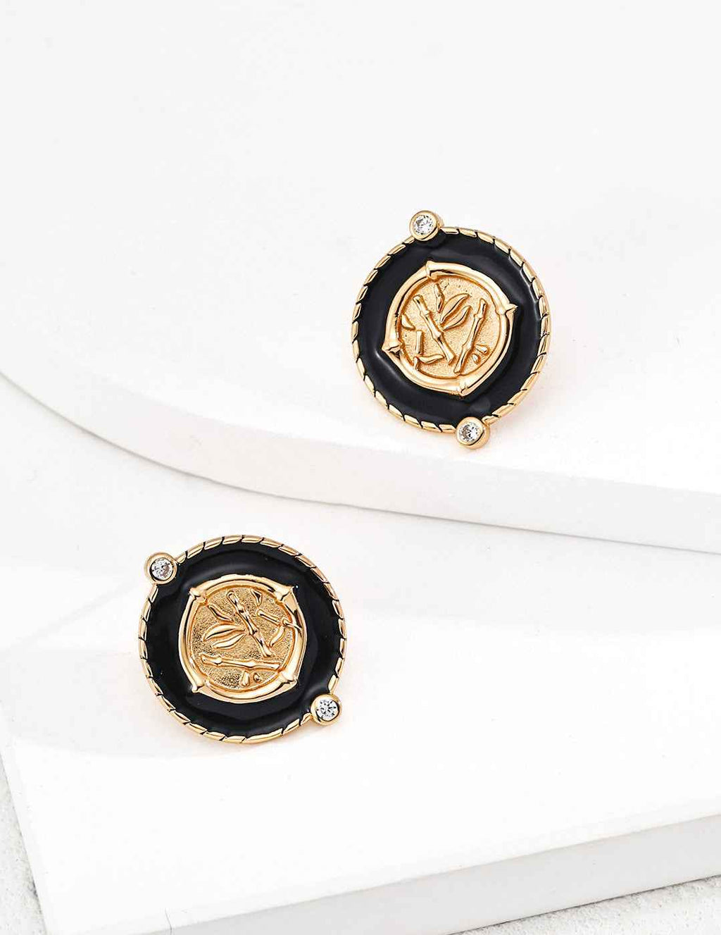 925 sterling silver coin enamel earrings worn showing circular silhouette