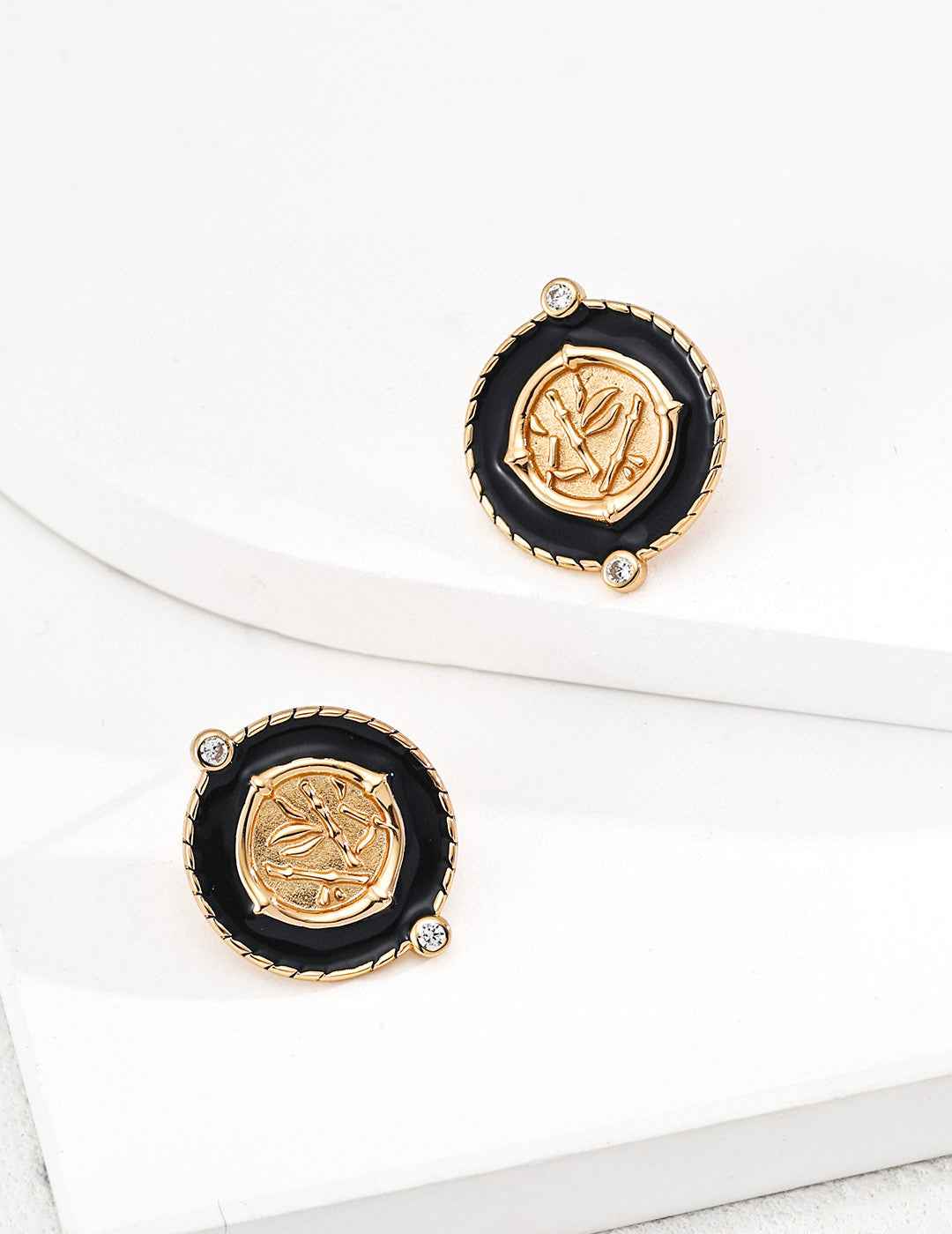 925 sterling silver coin enamel earrings worn showing circular silhouette
