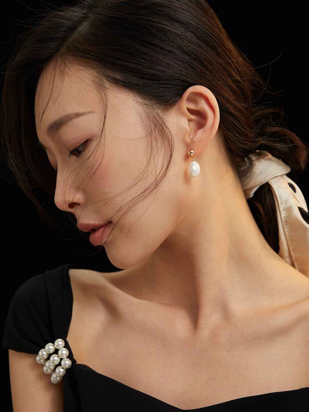 925 sterling silver baroque pearl drop earrings, silver tone version