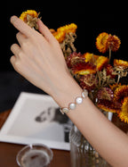 925 Sterling Silver Natural Pearl Bracelet - Vintage Gold
