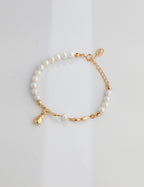 925 Sterling Silver Fluid Natural Pearl Bracelet - Silver
