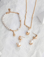 925 Sterling Silver Fluid Natural Pearl Bracelet - Silver