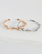 925 Sterling Silver Natural Pearl Bangle - Silver