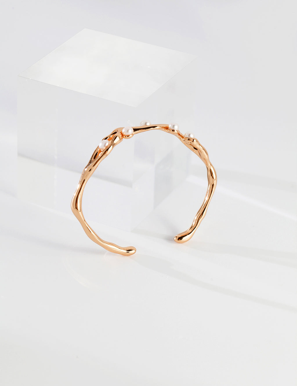 925 Sterling Silver Natural Pearl Bangle - Silver