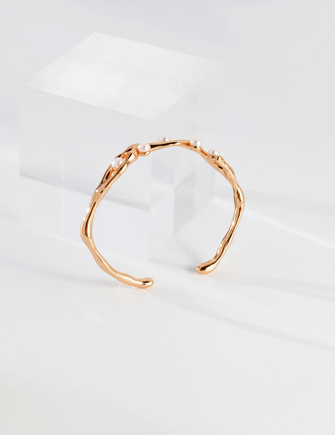925 Sterling Silver Natural Pearl Bangle - Silver