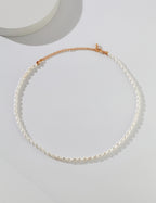 925 Sterling Silver Natural Pearl Necklace - Silver