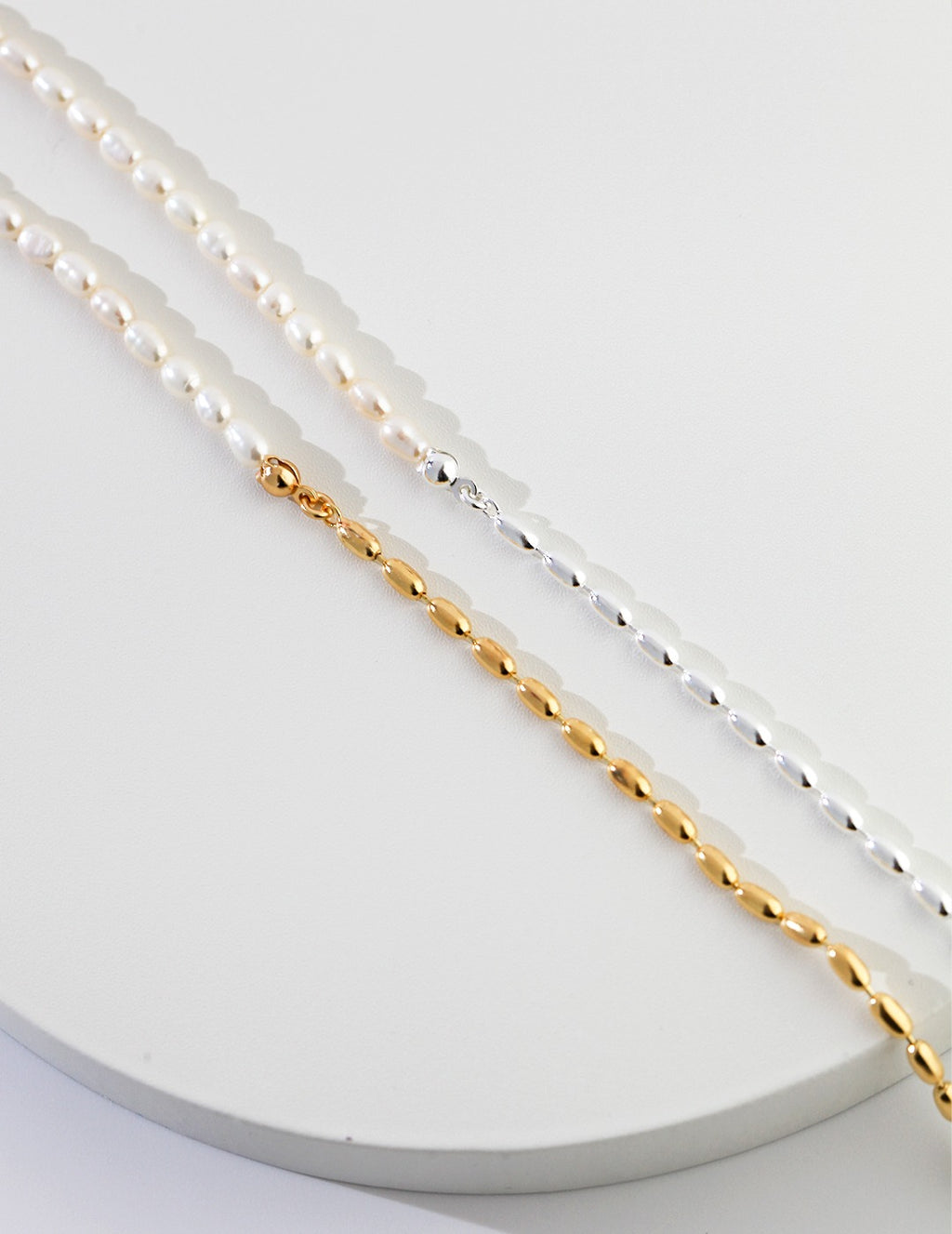 925 Sterling Silver Natural Pearl Necklace - Silver