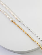925 Sterling Silver Natural Pearl Necklace - Silver