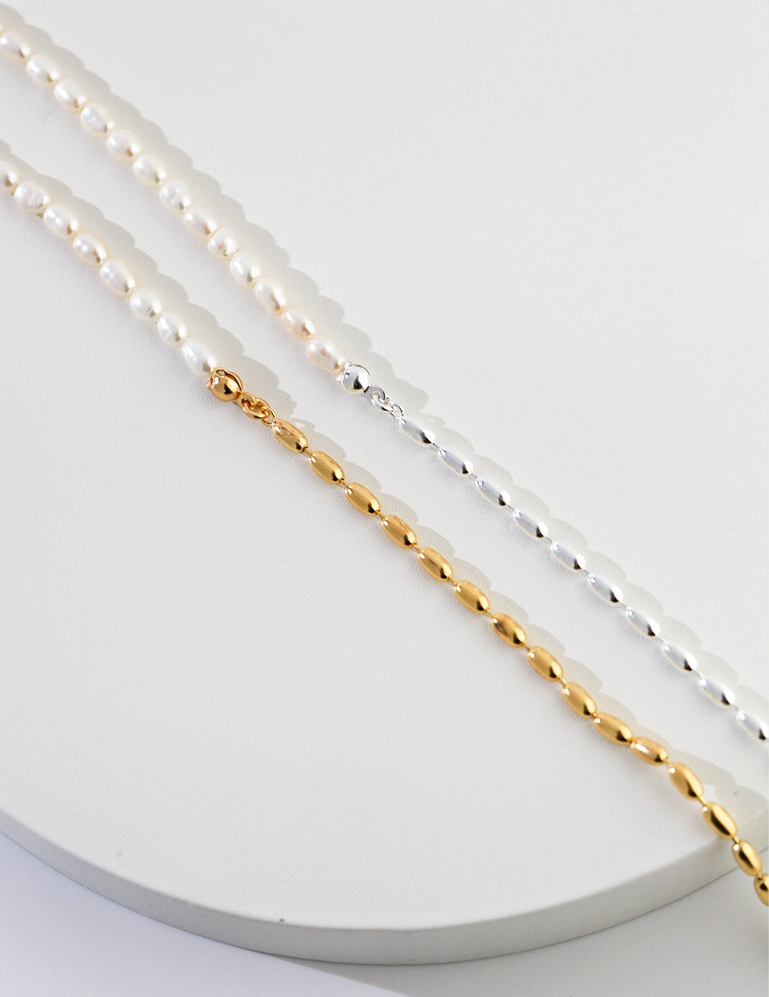 925 Sterling Silver Natural Pearl Necklace - Silver