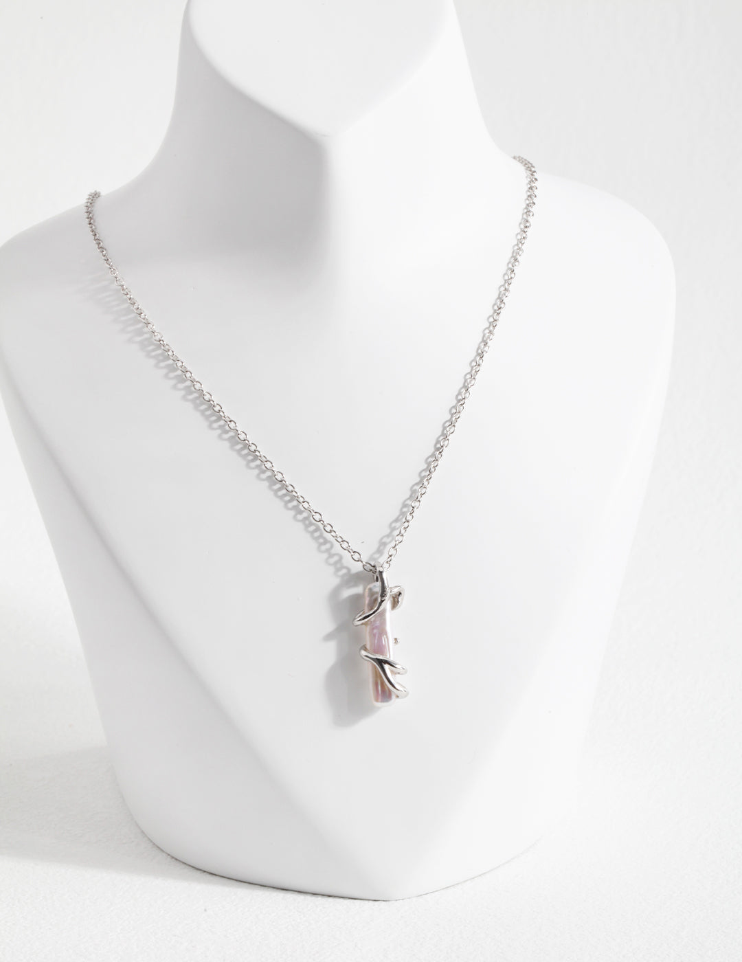 925 Sterling Silver Natural Pearl Necklace - Silver