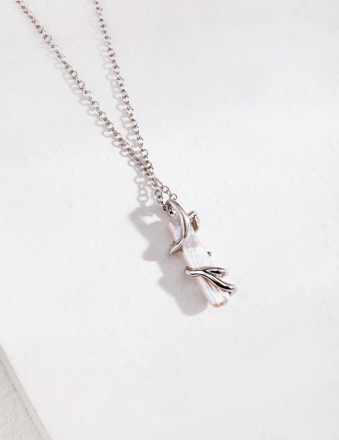 925 Sterling Silver Natural Pearl Necklace - Silver