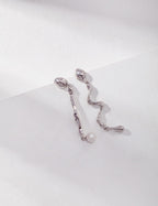 925 Sterling Silver Fluid Natural Pearl Earrings - Silver