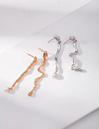925 Sterling Silver Fluid Natural Pearl Earrings - Silver