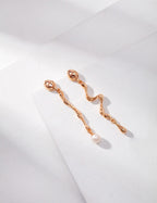 925 Sterling Silver Fluid Natural Pearl Earrings - Silver