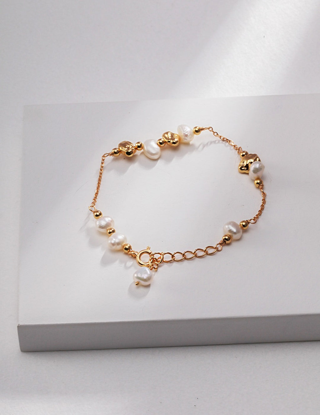 925 Sterling Silver Natural Pearl Bracelet - Silver