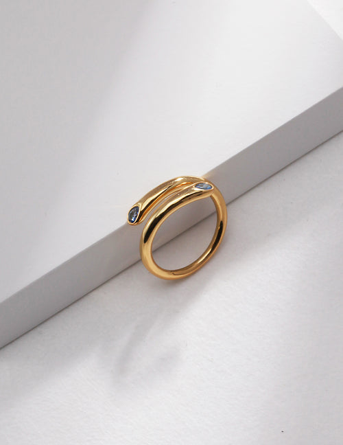 925 Sterling Silver Star 宝蓝石 Ring - Silver