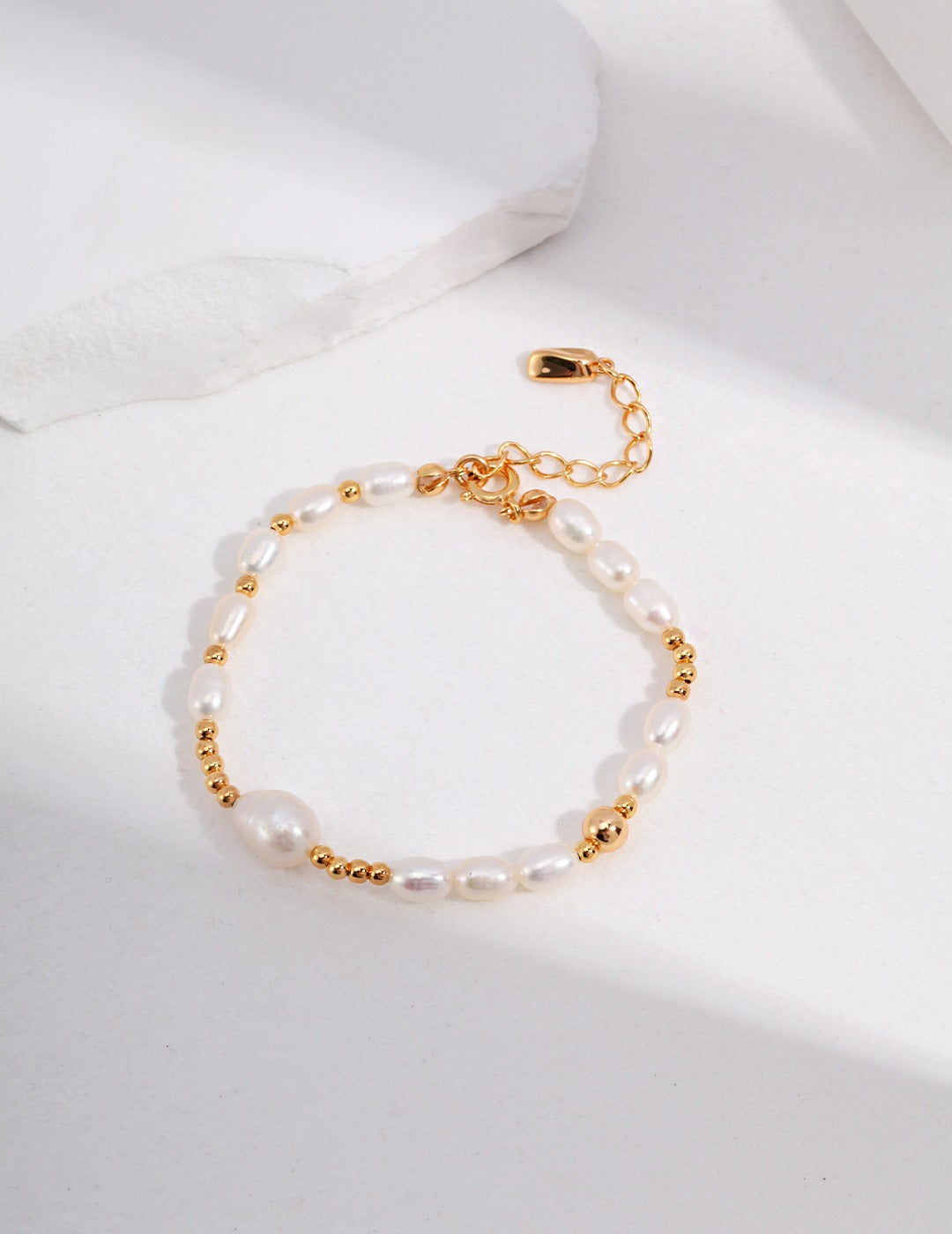 925 Sterling Silver Natural Pearl Bracelet - Silver