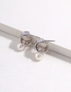 925 Sterling Silver Natural Pearl Earrings - Silver