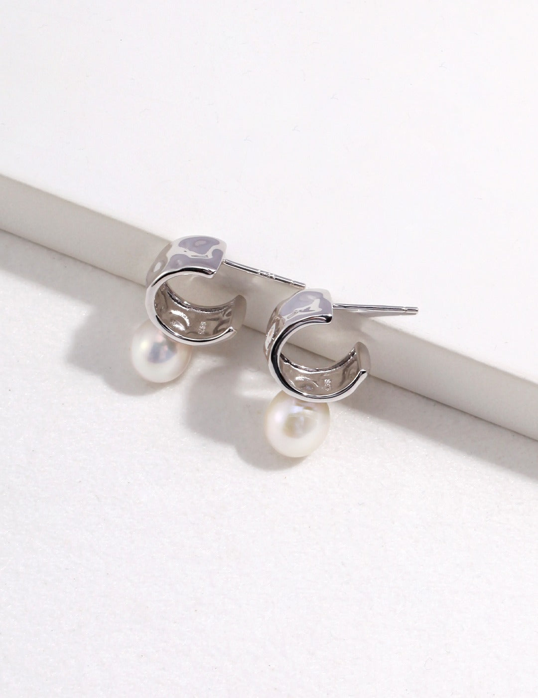 925 Sterling Silver Natural Pearl Earrings - Silver