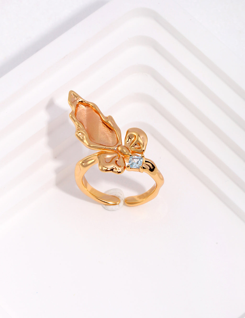 925 Sterling Silver Butterfly Cubic Zirconia Ring - Silver