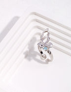 925 Sterling Silver Butterfly Cubic Zirconia Ring - Silver