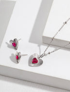 925 Sterling Silver Heart Cubic Zirconia Necklace - Silver