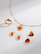 925 Sterling Silver Heart Cubic Zirconia Necklace - Silver