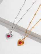 925 Sterling Silver Heart Cubic Zirconia Necklace - Silver