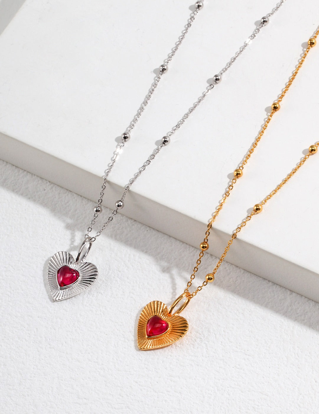 925 Sterling Silver Heart Cubic Zirconia Necklace - Silver